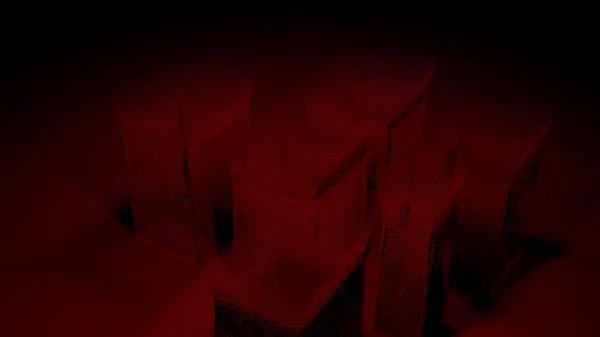 Rode abstractie. Ontwerpster. Helder zand dat oprijst het maken van geometrische vormen in 3D-formaat. — Stockfoto