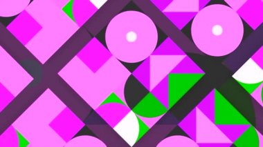 Hareketli geometri şekilleri olan renkli soyut sanat arkaplanı. Hareket. Üstünlük kavramı, kaleydoskop deseni.