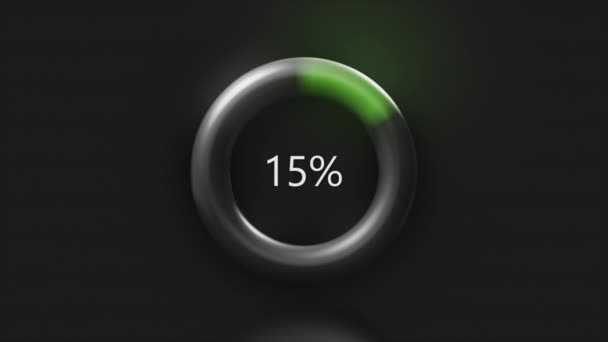 Кольцо процента. Черный фон и прозрачное кольцо, на котором скачивание плавает от нуля до ста процентов в динамике.. — стоковое видео