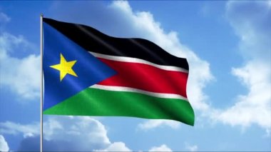 Ülkelerin güzel bayrakları rüzgarda dalgalanıyor. Hareket. Arkadaki gökyüzünde bayrak direği yükseliyor. Slovenya bayrağının 3D animasyonu