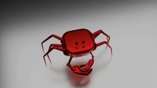 Moving 3d crab. Design. 3D model of moving colored crab on isolated background. Cartoon 3d crab moves on white background — Stock Photo, Image