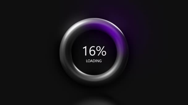 Waiting for download with percentages and ring. Motion. Loading battery charge with percentages. Percentages of process loading or charging — Stock Video
