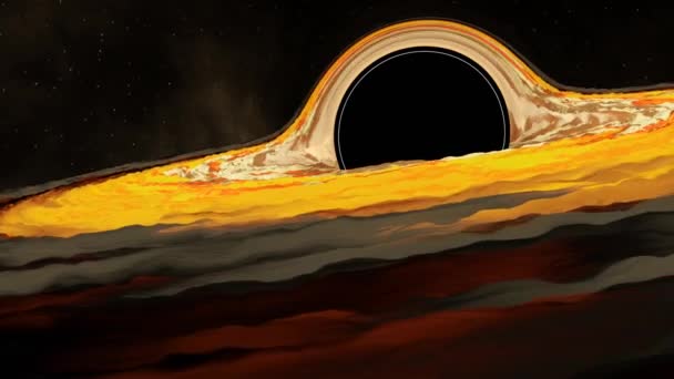 Animación 3D del espacio exterior alrededor del agujero negro. Diseño. Nebulosa y resplandor alrededor del agujero negro. Agujero negro en el espacio — Vídeos de Stock