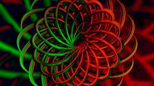 Hermosa abstracción iridiscente en tonos rojos y verdes. Motion.Bright fondos en colores que brillan y se mueven. — Vídeo de stock