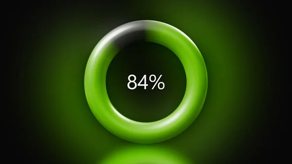 An abstraction with the measurement of percentages. Motion. A ring with blue and green color that moves as the percentage measurements change and increase until the end of the percentage line to 100 — 图库照片