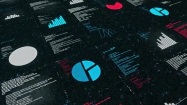 Dijital veriler ve bilgisayar grafikleri ile değişen veriler, kusursuz döngü. Animasyon. Kod satırlı dijital bilgi.