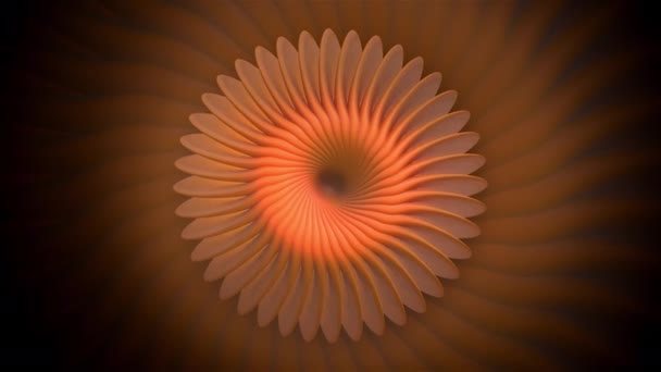 Калейдоскоп абстрактный красочный фон в форме круга. Движение. Крутящийся оранжевый цветочный фон, бесшовный цикл. — стоковое видео
