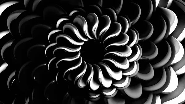Primavera oscura y retorcida. Moción. La espiral en abstracción se mueve como una coleta y se extiende por todas las imágenes en 3D . — Foto de Stock