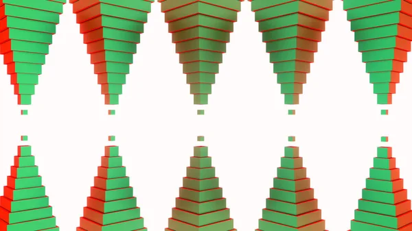 Astrazione multicolore. Progettazione. Le forme geometriche in 3d cercano di connettersi e circondarsi l'un l'altro. — Foto Stock