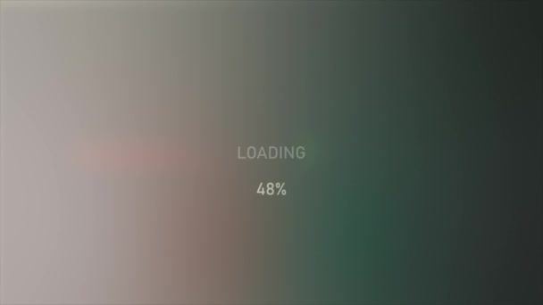 Animation of line progress bar with percent counter on gradient pink and blue background. Motion. Uploading process. — Stock Video