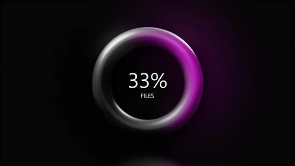 Animação do progresso do anel com contador percentual no fundo preto. Moção. Processo de upload com um círculo pulsante roxo. — Fotografia de Stock