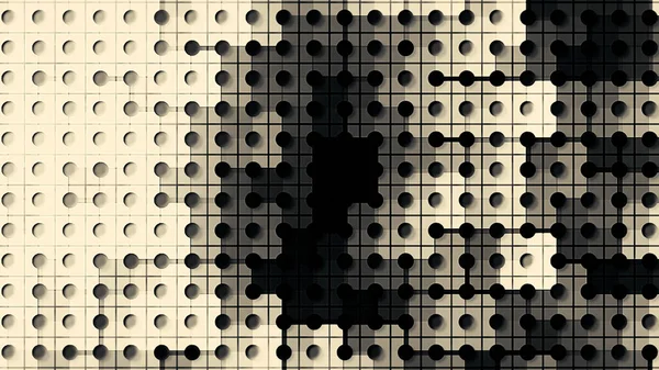 Fondo cuadrado blanco y negro con el movimiento de la luz y la sombra. Moción. Azulejos parpadeantes, patrón monocromático simétrico. — Foto de Stock