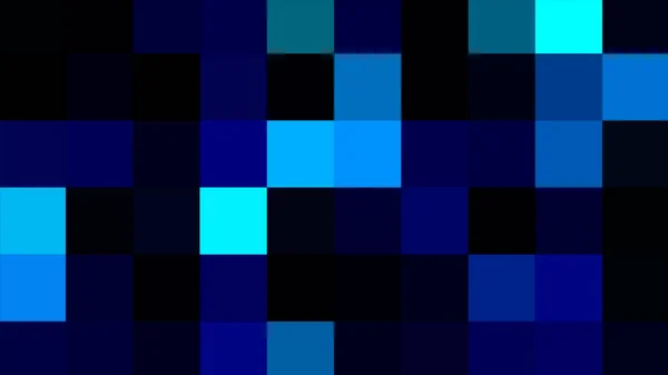 Poruszające się i mrugające kolorowe kwadraty mozaiki. - Wniosek. Zamazany pikselowy wzór bue w losowo błyszczącym ruchu. — Zdjęcie stockowe