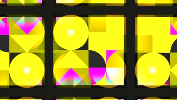 Abstraction of geometric shapes. Motion. Colorful geometric shapes change and turn over. — Stock Video
