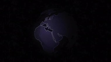 Soyutlamalı siyah gelecek. Hareket. Yarımkürenin üzerine mavi ve koyu mor renkte vurgulandığı arkaplan kendini adamış toprakla birlikte toprak gibidir..