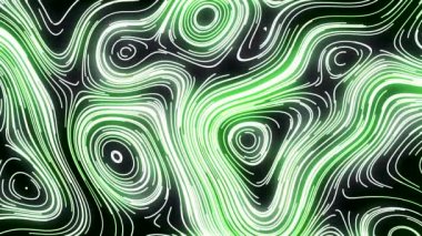 Soyutlamada siyah arkaplan. Hareket. Aydınlık renklerle parlayan parlak çizgiler siyah görüntülerde görünür ve farklı renklerde parlar..