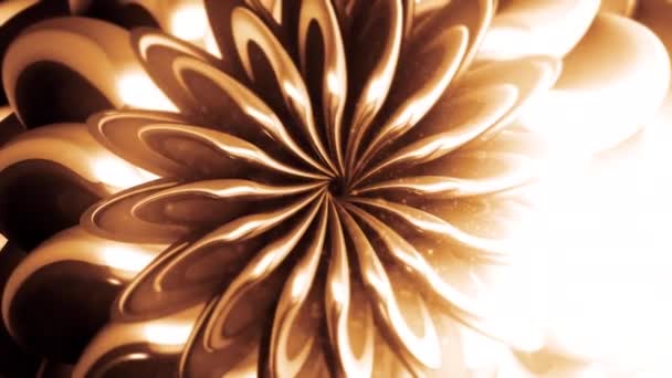 Astratto motivo caleidoscopico floreale radiale su sfondo scuro, anello senza cuciture. Mozione. Lentamente cambiando la forma del bocciolo di fiore con petali. — Video Stock