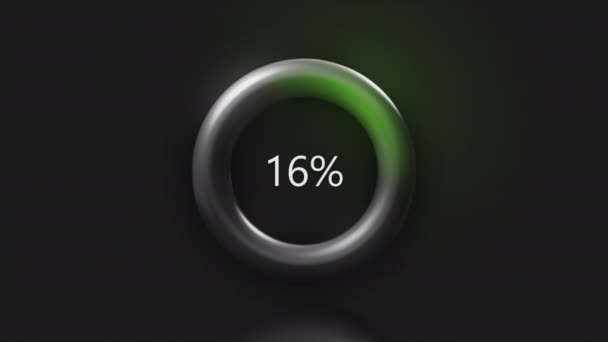 Zelený nabíjecí kroužek v abstrakci. Pohyb. Naložení až na 100% . — Stock video