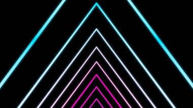 Siyah üçgen bir tünel. Tasarım. Soyutlama tüneli gibi giden parıldayan üçgenler..