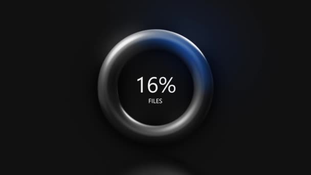 Anel com carga e percentagens. Moção. A linha brilhante move-se no anel durante o carregamento. Percentagem de downloads de arquivos — Vídeo de Stock