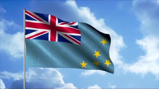 하늘 배경의 깃대 날개 위의 아름다운 깃발. 움직임. 아름다운 나라의 깃발 이 구름 과바람에 흔들리고 있습니다. 뉴질랜드의 국기 — 비디오