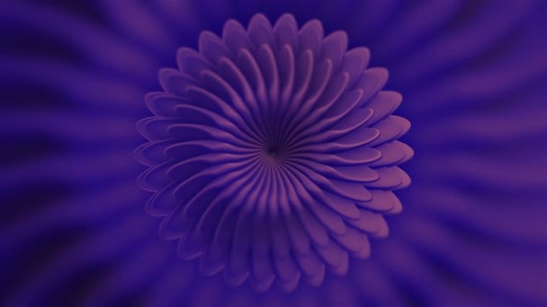 Warna ungu dan warna oranye. Gerak. Sebuah bunga yang terbuat dari lingkaran dalam abstraksi yang menyempit di tengah dan mengental di tengah cuplikan. — Stok Video