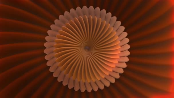 Fondo púrpura y naranja. Moción. Una flor hecha de un lazo en una abstracción que se estrecha en el medio y se espesa en el medio de la filmación. — Vídeo de stock