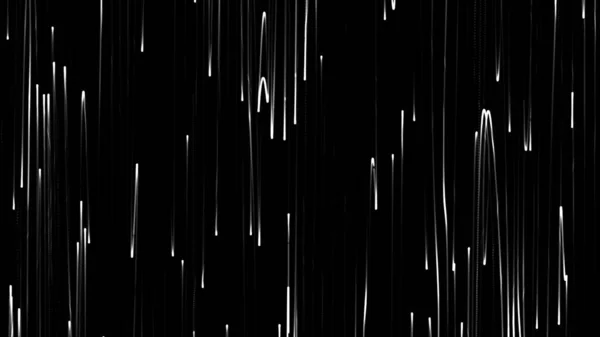 Schwarzer Hintergrund. Bewegung. Weiße Strahlen wie ein Laser zeichnen helle Muster in der Abstraktion. — Stockfoto