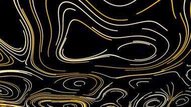 Çizgilerin topografik neon hatları. Hareket. Renkli neon çizgileri topografik hatlar boyunca yavaşça hareket eder. Siyah arkaplanda topografik neon deseni