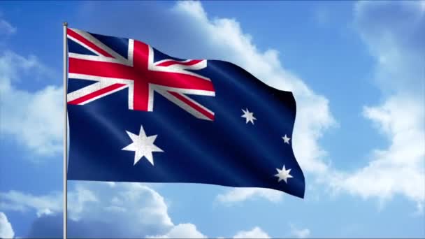 澳大利亚国旗。行动。温暖国度的明旗飘扬在蓝天之上. — 图库视频影像