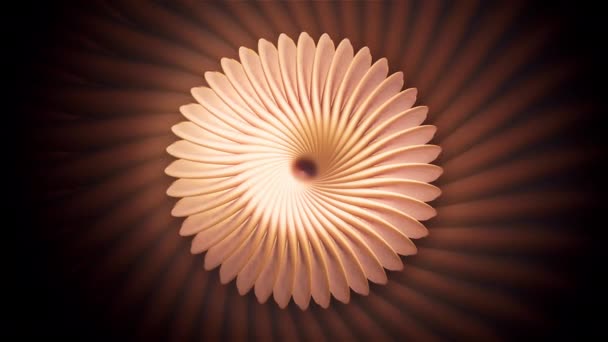 Luminous hypnotic pattern with round flower. Motion. Moving in center of 3D pattern. Hypnotic 3d pattern with round shimmering flower — Stock Video