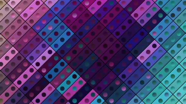 Background of mosaic flashing lines with dots. Motion. Colorful domino-style lines. Multicolored rectangles with dots blink — Stock Video