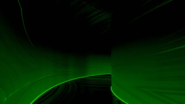橙色和绿色背景，设计。两个有色射线的隧道向前移动而不停止的美丽的抽象 . — 图库照片