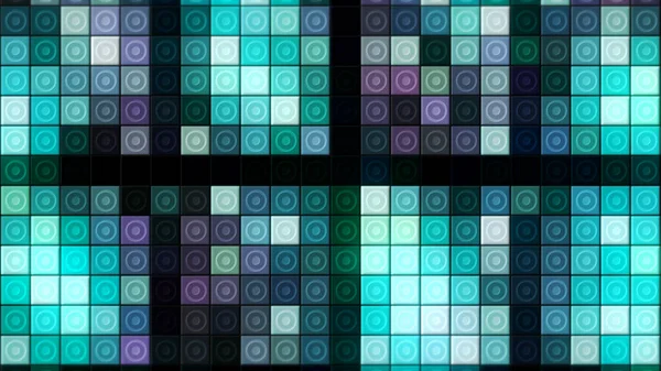 Ιριδίζον ψηφιδωτό στην αφαίρεση. Κίνηση. Πράσινο και μπλε μικρά τετράγωνα που βρίσκονται το ένα δίπλα στο άλλο λαμπυρίζουν με διαφορετικές αποχρώσεις. — Φωτογραφία Αρχείου