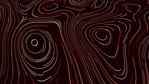 Topographic neon contours of lines. Motion. Colored neon lines slowly move along topographic contours. Topographic neon pattern on black background — Stock Photo, Image