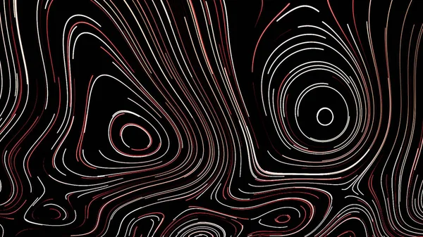 Zwarte achtergrond. Meerkleurige stralen tekenen wervelende patronen in abstractie. — Stockfoto