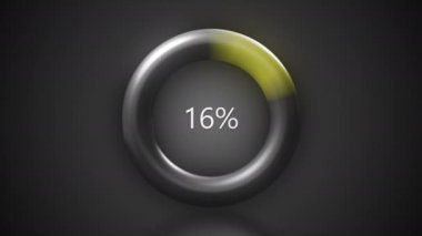 Siyah arka plan. Hareket. Yüzük, yüzdelik yükün aktığı ve yüzüğün sarı ve turuncu renklerle dolu olduğu renk olarak koyu renklidir.