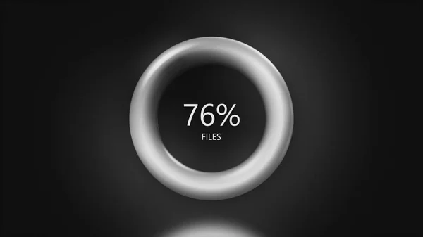O anel percentual. Motion.A fundo preto e um anel transparente em que o download flui de zero a cem por cento em abstração. — Fotografia de Stock