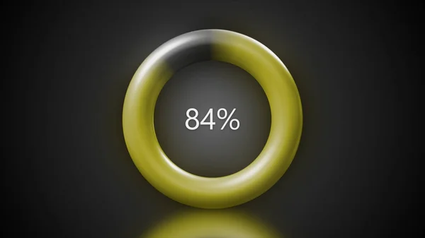 Fundo preto. Moção. O anel é de cor escura, em que a carga percentual flui e o anel é preenchido com cores amarelas e laranja — Fotografia de Stock