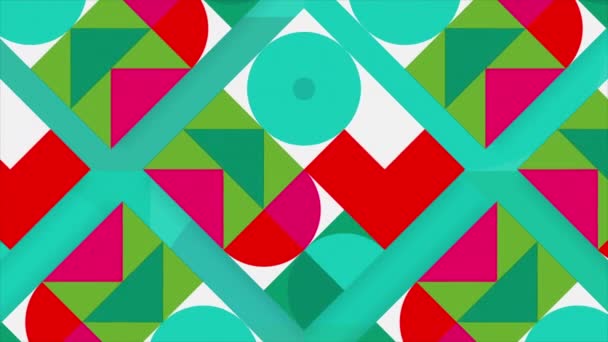 Bright and colorful figures move in retro style. Motion. Beautiful animation with moving geometric shapes. Motion design in style of 80s — Stock Video