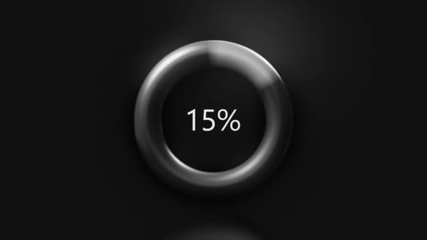 Ring with loading percentages. Motion. Glowing and pulsating loading ring. Interface with signs to show download percentages — Stock Video