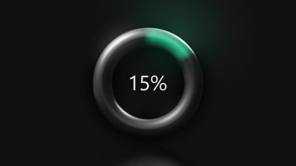 Ring with loading percentages. Motion. Glowing and pulsating loading ring. Interface with signs to show download percentages — Stock Video