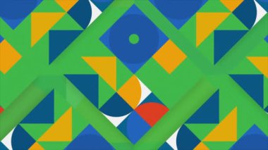 Soyutlamada geometrik şekiller. Hareket. Farklı şekillerin boyut ve renkleri değiştirdiği bir soyutlama.