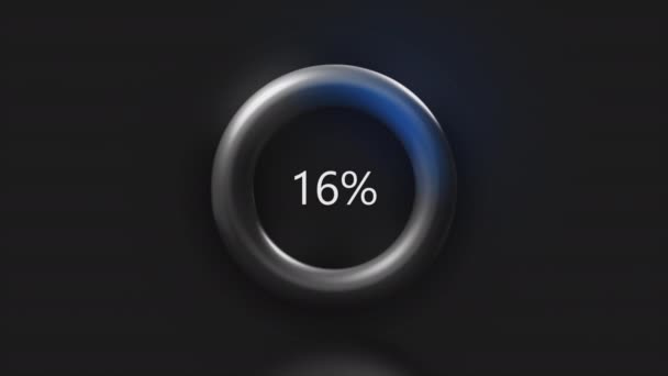 Anneau de progression radial circulaire bleu sur fond noir. Motion. Visualisation abstraite du processus de téléchargement ou de téléchargement. — Video