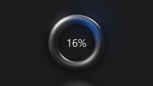 青丸の放射率は黒の背景にリングを進行します。動きだ。アップロードまたはダウンロードプロセスの要約可視化. — ストック動画