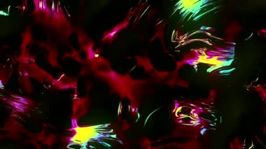 Şekilsiz damlalar. Hareket. Kırmızı ve yeşil renkler soyutlamaya dönüşür.