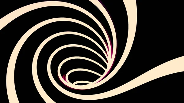 Abstraktní hypnotický tunel vytvořený bílou spirálou na černém pozadí, bezešvé smyčky. Design. Točící se chodba z monochromatického ohýbaného pruhu. — Stock fotografie