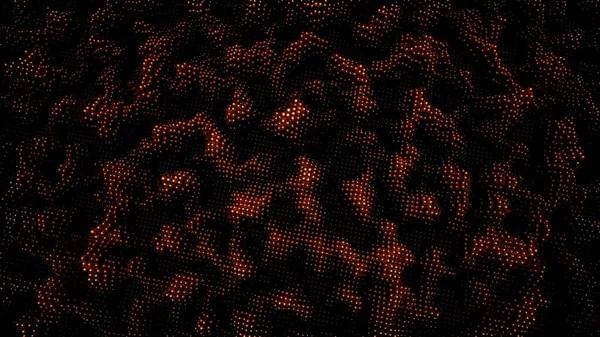 Textura granulada abstracta que crea efecto de terreno montañoso, lazo sin costuras. Diseño. Naranja y negro moviendo y transformando la superficie cúbica. — Foto de Stock