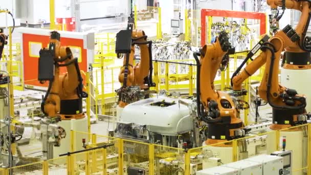 Fransa-Paris. 20.01.2022. Sahne. Robotların gelişimi ve turuncu rengin bilimsel olarak doğrulanması.. — Stok video