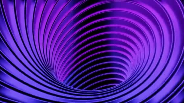 Abstract background with animated hypnotic tunnel formed by widening colorful circles. Design. Alien futuristic technologies. — Stock Video